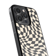 Load image into Gallery viewer, Black Wavy Checkers Phone Case- Black Border