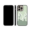 Load image into Gallery viewer, Sage Green Flames Phone Case- Black Border