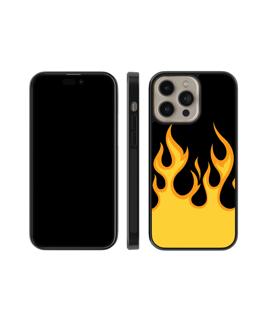 Orange Flames Phone Case- Black Border