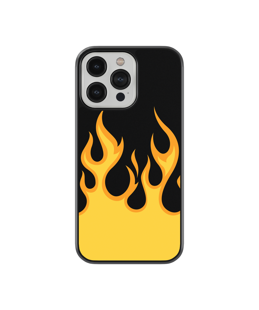 Orange Flames Phone Case- Black Border