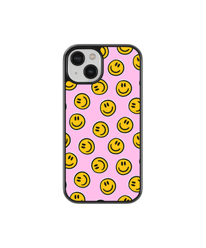 Pink Smiley Phone Case- Black Border
