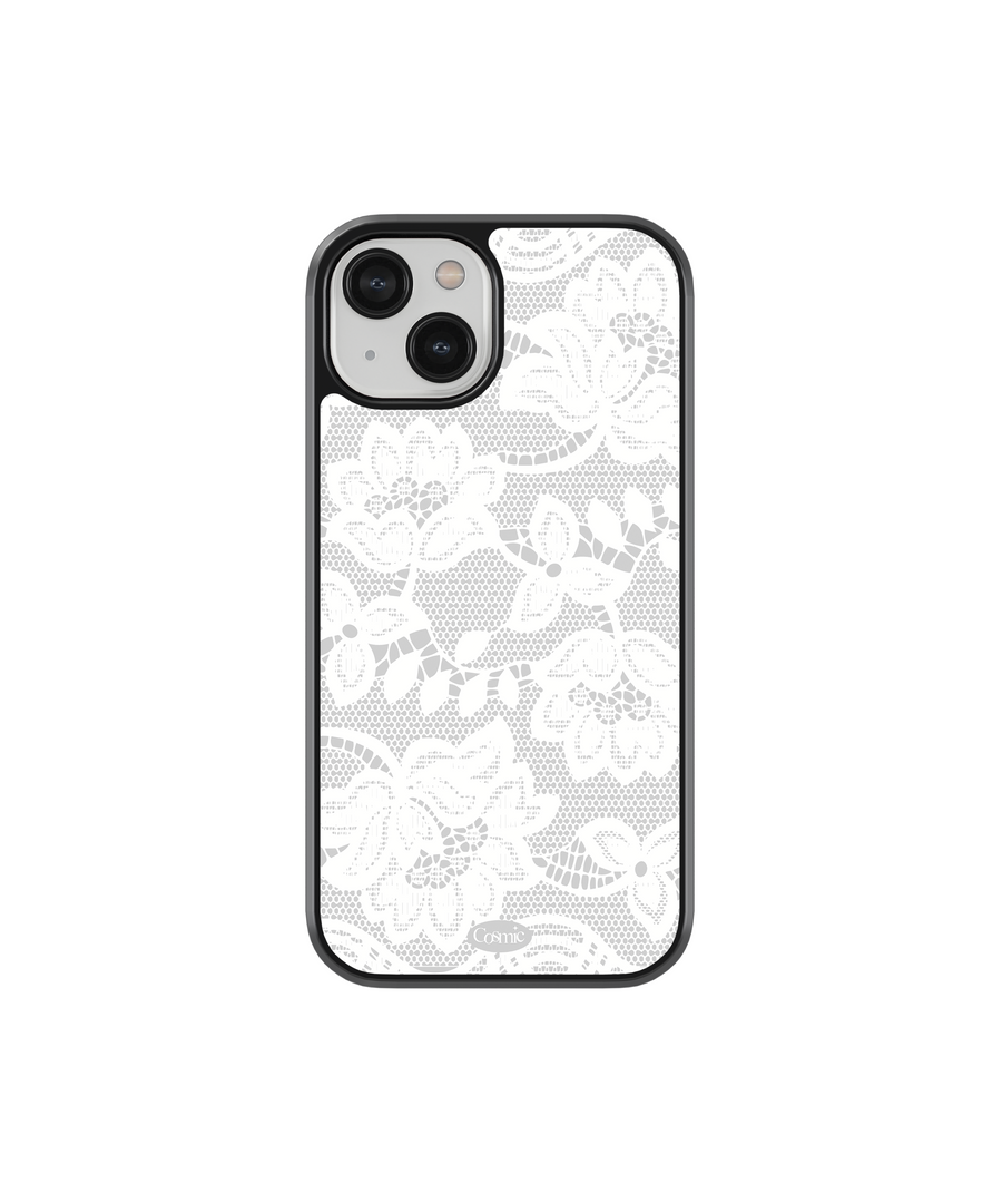 White Lace Phone Case- Black Border
