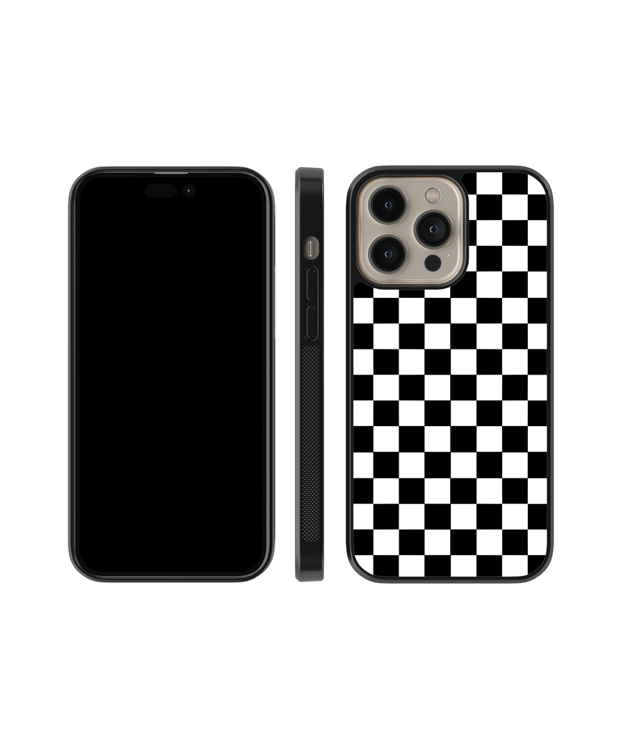 Black Checkers Phone Case- Black Border