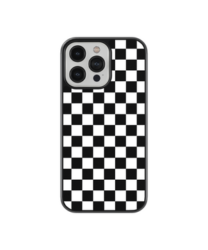 Black Checkers Phone Case- Black Border