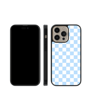 Blue Checkers Phone Case- Black Border
