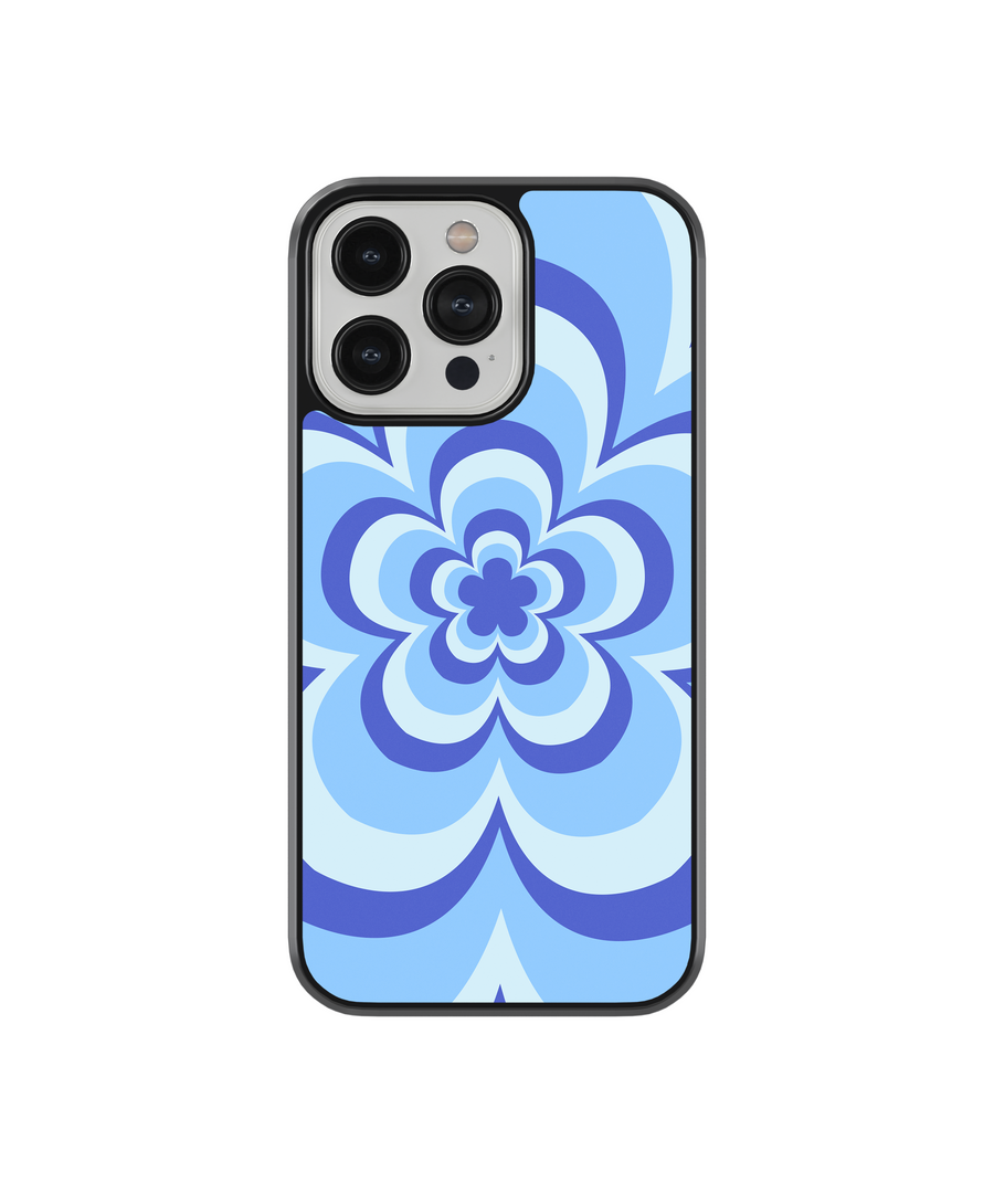 Blue Flower Power Phone Case- Black Border