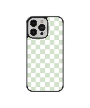 Sage Green Checkers Phone Case- Black Border