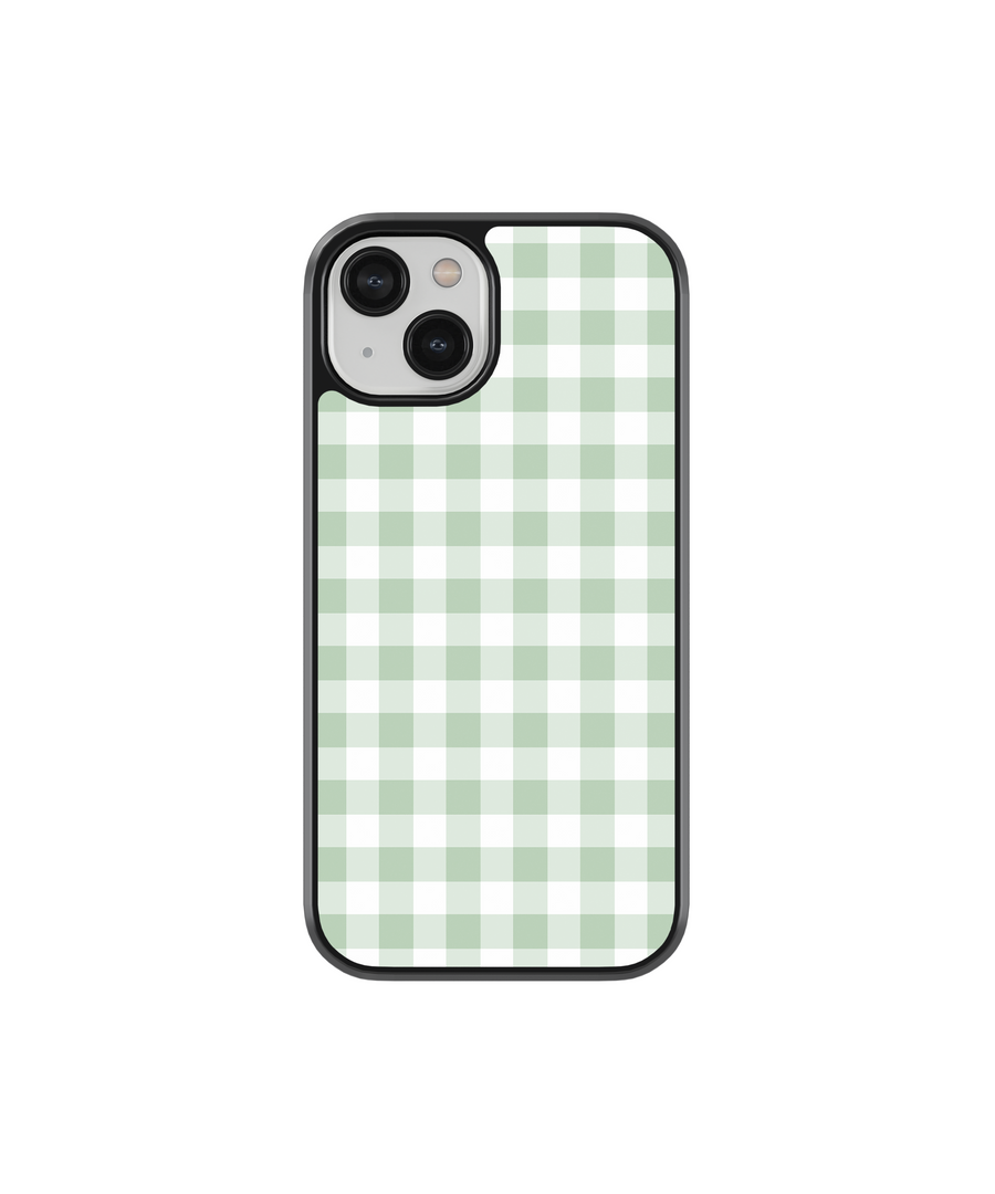 Green Plaid Phone Case- Black Border