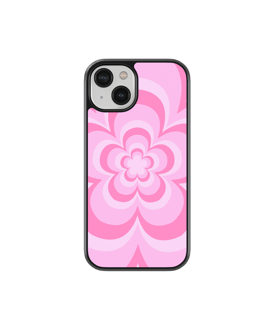 Pink Flower Power Phone Case- Black Border