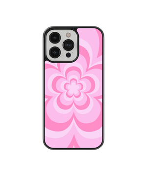 Pink Flower Power Phone Case- Black Border