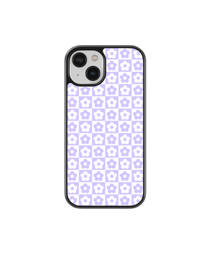 Purple Flower Checkers Phone Case- Black Border